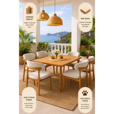 Lif Mobilya 6 Kişilik Polo Sandalye Yemek Takımı Mdf Masa Meşe Renk
