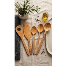 Trend Evimde Lüks El Işçiliği Zeytin Ağacı Mutfak Servis Seti - Kaşık ve Spatula Takımı
