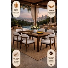 Lif Mobilya 6 Kişilik Polo Sandalye Yemek Takımı Mdf Masa Ceviz Renk 70 x 140CM