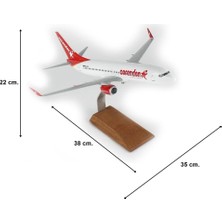 THY025 1/100 Ölçek, Corendon Airlines B737-800 Yolcu Uçağı, Sergilemeye Hazır Ahşap Standlı Model