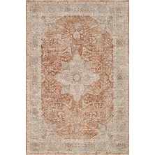 Cool Halı Bergama Modern Klasik Toprak Kiremit Vintage Halı Premium Eskitme Desenli Soft Luxury Salon Halısı