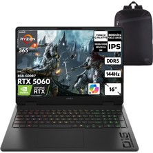Hp Omen Ryzen Aı 9-365 32-Gbddr5 4 Tbssd RTX5060 (8gb-Gddr7) 16" Wuxga 2k Windows 11 Home + Qb Sırt Çantası C12CPEAQB33