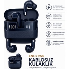 Ayers FB29 Kablosuz Bluetooth Kulaklık, Enc Destekli Tws Earbuds, Çift Dijital Göstergeli Şarj Kutusu, Type-C Şarjlı Deri Dokulu Kablosuz Kulaklık