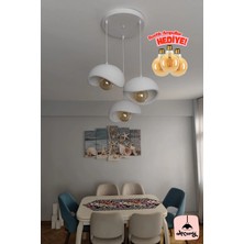 Beton Görünümlü 3'lü Sarkıt Avize, Iskandinav Tarzı Bohem Sarkıt Avize (Bioplastik) E27