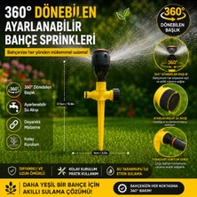 Eşya Dünyası 360° Döner Bahçe Sulama Fıskiyesi | Ayarlanabilir Su Akışı | Kazıklı Çim ve Bahçe Sprinkleri | Dayanıklı Abs Otomatik Sulama Başlığı