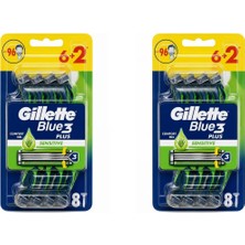Gillette Gilette Blue3 Plus Tıraş Bıçağı Sensitive 8 'li -2 Paket