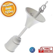 Enfe Naturals Muhafazalı Korumalı Asma Askı Porselen Askılı Tij Duy Takımı Tavan Lamba Tutucu Duyu Başlı