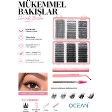 Ocean Takma Kirpik Seti, 600 Adet Kirpik, Kirpik Cımbızı, Eyeliner Yapıştırıcı 20P-30P-40P-50P-60P