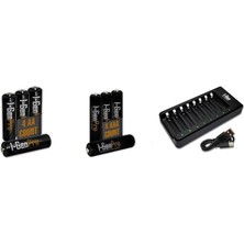 Yıldırım Store G821 8'li Pil Şarj Aleti + 4 Adet Aa Pro 2950 Mah + 4 Adet Aaa Pro 1100 Mah Şarjlı Kalem Pilli Set 1.2V Ni-Mh