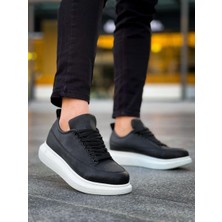 JY814 Axel Bağcıklı Cilt Erkek Günlük Sneaker Ayakkabı Cbt Siyah