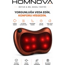 Homnova Isıtmalı Boyun Bel Sırt Masaj Yastığı 8 Masaj Düğümü Çift Yönlü Döner Ev Ofis Araç Kullanımı