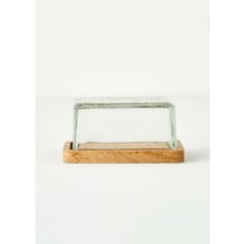Bella Maison Mist Tereyağlık Naturel Cam ve Mango Ahşap 16,5x10x8 cm El Yapımı Şık Tasarım