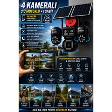 Ventus 4 Kameralı ( 3 Motorlu +1 Sabit) 12MP Sirenli Çift Solar Panel 20800Mah Batarya HiEasy Güvenlik Kamerası