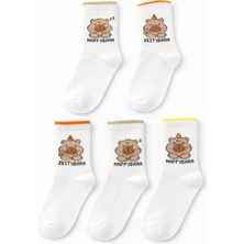 Solde Socks 5’li Set Çocuk Pamuklu Günlük Çorap – Sevimli Ayıcık Desenli, Renkli Detaylı, Kaliteli