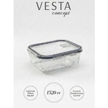 Vesta Concept Cam Saklama Kabı - Sızdırmaz, Vakumlu Kilitli Kapak - 1520 cc Borcam