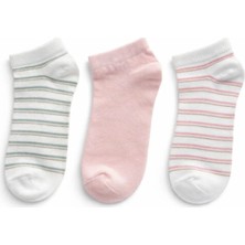 Solde Socks 3’lü Set Kız Çocuk Pamuklu Günlük Çorap – Çizgili ve Düz Desen, Yumuşak Dokulu, Kaliteli