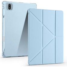 Yıldırım Store Honor Magicpad 2 ile Uyumlu Kılıf Tri Folding Silikon Kalem Bölmeli Katlanabilir Standlı Pu Deri Yumuşak Kapak, Tablet Kılıfı [akıllı Kapak, Uyku Modlu] - Mavi