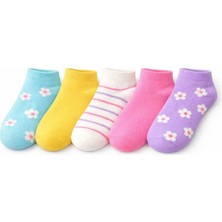 Solde Socks 5’li Çocuk Pamuklu Günlük Çorap – Renkli & Çiçek Desenli, Yumuşak Dokulu, Kaliteli