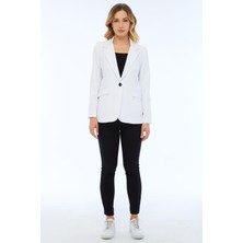 Select Moda Kadın Tek Düğme Kapamalı Yırtmaç Detaylı Blazer Ceket