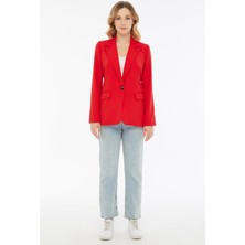 Select Moda Kadın Tek Düğme Kapamalı Yırtmaç Detaylı Blazer Ceket