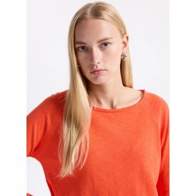 American Vintage Turuncu Kadın Standart Desensiz T-Shirt SON31GH25NAVBV