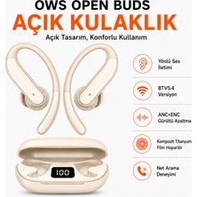 Ayers Ows Açık Kulak Bluetooth Kulaklık, Aı Akıllı Çeviri Destekli Kablosuz Kulaklık, Anc+Enc Gürültü Azaltma Teknolojisi, Bt 5.4, Dijital Göstergeli Şarj Kutulu Premium Kulaklık
