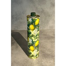 Empressco Şık 750 ml Metal Kapaklı Silindir Zeytinyağı Tenekesi, Limon Desenli
