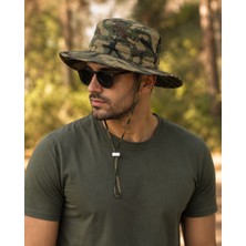 Erka Kamuflaj Safari Şapka - Outdoor Balıkçı Şapkası - Pamuklu Güneş Korumalı
