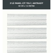 Başkent Çit Sistemleri 3'lü Panel Çit Teli 7,5 Metre 50CM Yükseklik Antrasit Renk