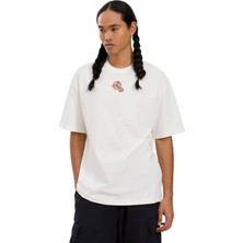 Aleg Ekru Erkek Oversize T-Shirt ALG25022-01 11-0604 T-Shirt Zarlı