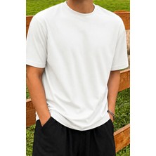 Tarz Cool Erkek Regular Fit Bisiklet Yaka Basic Tişört 2 Iplik Şardonsuz %100 Pamuk Günlük Rahat T-Shirt