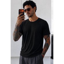 Tarz Cool Erkek Flamlı Pamuklu Bisiklet Yaka Basic Slim Fit Tişört Yazlık Günlük Şık Tişört