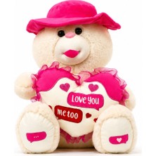 Pufu Toys Pembe Şapkalı 60CM Peluş Ayıcık
