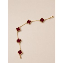 Rome Oro Wine Red Yonca Altın Bileklik