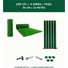 Başkent Çit Sistemleri Çimçit + 5 Direk 50CM Yükseklik 10 Metre Uzunluk Yeşil Renk