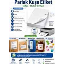 Adcoat A4 Parlak Kuşe Etiket Lazer Yazıcılar Için Uygun 100 Lü Paket