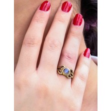 Esha Store Doğal Taş Labradorit Doğal Taşlı Antik Model Kadın Ayarlanabillir Yüzük EUY79LBT