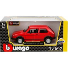 Bburago 1:24 Ölçekli Kırmızı Volkswagen Golf Mk1 GTI 1979 Model Araba Detaylı Tasarım