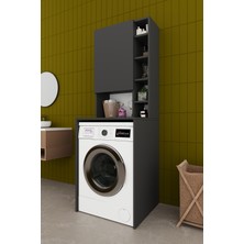 Asra Trend Lüks Dolaplı Çamaşır Makinesi Dolabı %100 MDF Raflı Kapaklı Çok Amaçlı Banyo Dolabı BD02