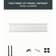 Başkent Çit Sistemleri Panel Çit Takım + 1 Direk 2,5 Metre 50CM Yükseklik Antrasit Renk