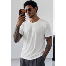 Tarz Cool Erkek Flamlı Pamuklu Bisiklet Yaka Basic Slim Fit Tişört Yazlık Günlük Şık Tişört