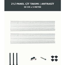 Başkent Çit Sistemleri 2'li Panel Çit Takım + 1 Direk 5 Metre 50CM Yükseklik Antrasit Renk