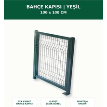 Başkent Çit Sistemleri Bahçe Kapısı Mandallı Asma Kilitli Panel Çit Uyumlu 100X100CM Yeşil Renk