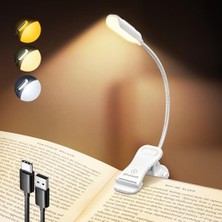 Die Grup Söğüt Yatakta Kitaplar Için Okuma Işıkları, 10LED Parlak Kitap Işığı, 3 Renk ve 3 Parlaklık, Şarj Edilebilir Kitap Işığı 80 Saat Sürer, Okuma Işığında Hafif Klips (Beyaz)          [enerji Sınıfı A]