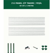 Başkent Çit Sistemleri 2'li Panel Çit Takım + 1 Direk 5 Metre 50CM Yükseklik Yeşil Renk