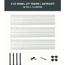 Başkent Çit Sistemleri 3'lü Panel Çit Takım + 1 Direk 7,5 Metre 50CM Yükseklik Antrasit Renk