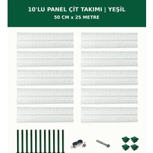 Başkent Çit Sistemleri 10'lu Panel Çit Takım + 1 Direk 25 Metre 50CM Yükseklik Yeşil Renk
