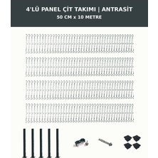 Başkent Çit Sistemleri 4'lü Panel Çit Takım + 1 Direk 10 Metre 50CM Yükseklik Antrasit Renk
