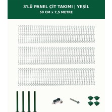 Başkent Çit Sistemleri 3'lü Panel Çit Teli 7,5 Metre 50CM Yükseklik Yeşil Renk