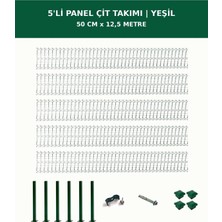 Başkent Çit Sistemleri 5'li Panel Çit Takım + 1 Direk 12,5 Metre 50CM Yükseklik Yeşil Renk